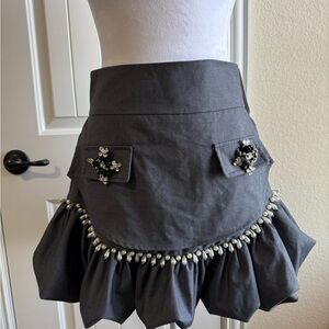 NWT Gray Skirt with Pearl and Gem Accents